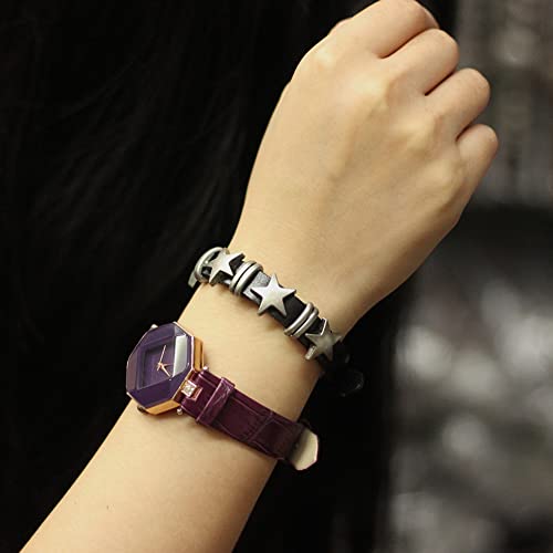 Jeilwiy Punk Leather Wristbands for Men Bracelets Handmade Wide Cuff Bangle Braided Jewelry Black Brown Adjustable - Punk Father's Gifts - color: HGB117