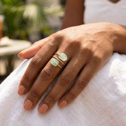 Turquoise Ring, Gold Adjustable Ring with Free Form Turquoise Stones, Handmade Western Rings for Women