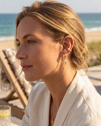 Gold Earrings for Women Trendy 14K Gold Plated Dangle Earrings Small Hoop Huggie Drop Stud Earrings Cubic Zirconia Simple Minimalist Dainty Chain Tassel Hypoallergenic Earrings - color: CZ Tassel & Gold
