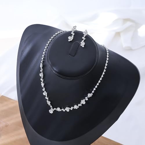 Crystal Wedding Jewelry Set, Necklace Earrings, for Accessories | Silver jewelry design, suitable almost occasions, non fading, non oxidizing, Valentine's Day gift, wedding jewelry sets - color: sliver