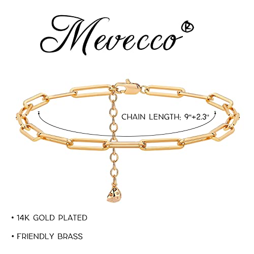 MEVECCO Anklet for Women Gold Chain 14K Gold Plated Dainty Boho Beach Summer Simple Foot Jewelry Ankle Bracelet - style: Paperclip Chain Big