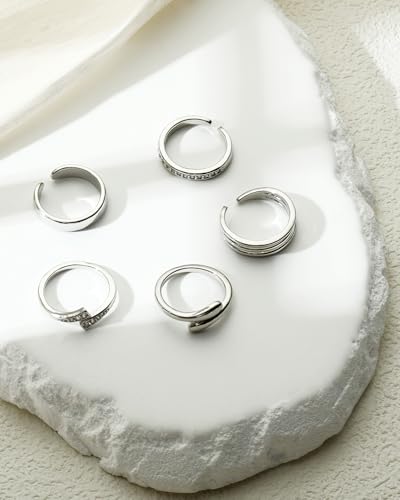 BSJ4U 14k Gold Filled Toe Rings for Women Non Tarnish Adjustable Silver Toe Ring Simple Hug CZ Triple Open Band Ring Summer Beach Toe Jewelry for Women Sexy - color: Palladium Plated Toe Rings