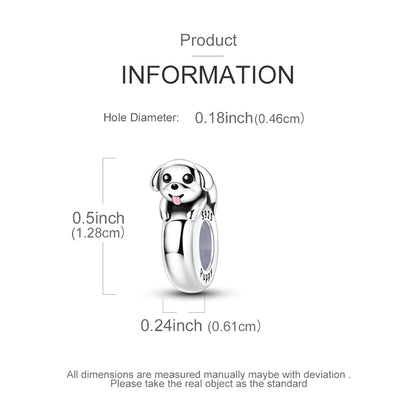 2pcs Stopper Spacer Beads for Pandora Bracelets, Sterling Silver Cross Ladybug Clip Spacer Charms For Bracelet DIY Jewelry Gift - color: Dog