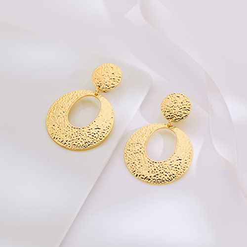 Matte Gold Silver Large Clip On Earrings for Women Statement Earrings - color: Clip e