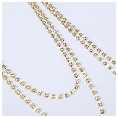 Sexy Rhinestone Shoulder Body Chain Jewelry,Multi-layered Waterdrop Rhinestone Bridal Back Chain Necklace Sexy Festival Rave Crystal Shoulder Chain Wedding Backdrop Jewelry for Women - style: Gold