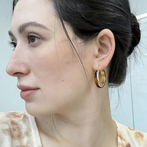 14K Gold Plated Chunky Hoop Earrings for Women Vintage Leopard Print Hoops Large Round Hoop Earrings Jewelry - style: Hoop F