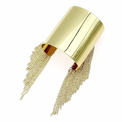 COLORFUL BLING Hammered Smooth Polished Open Wide Cuff Bangle Bracelet for Women Adjustable Wrist Cuff Wrap Punk Bracelet Tassel Wristband Jewelry - color: tassel