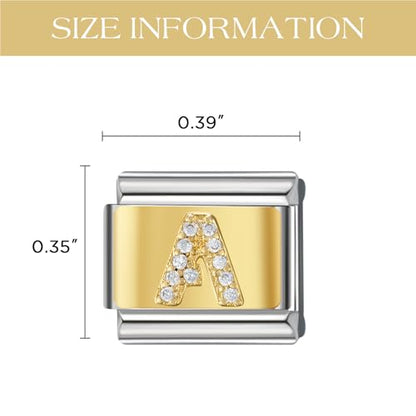 SWEETV Stainless Steel 18 Link Polish Italian Charm Bracelet with 1Pcs Starter Brascelet, 9Pcs/20Pcs Charms and Opening Tools, Classic 9mm Modular Charm, Personalized Jewelry Gift - color: Gold A