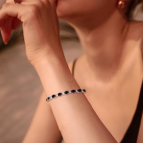 Crysdue Wedding Bridal Bracelets for Brides, Cubic Zirconia Tennis Birthstone Jewelry Gift for Women Prom - style: A_Black, 6.8-8.2"