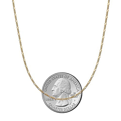 Savlano 925 Sterling Silver Italian Solid 1.6MM Figaro Adjustable Bolo 14-24 Inch Chain Necklace For Women - Made in Italy Comes With a Gift Box - style: Gold Plated
