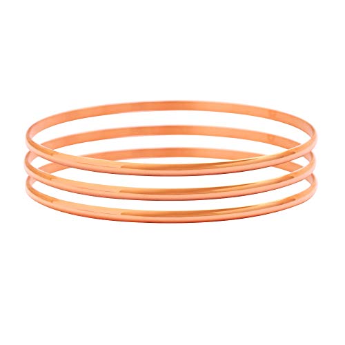 Stainless Steel Silver-Tone Three Stackable Womens Bangle Bracelets - color: rose