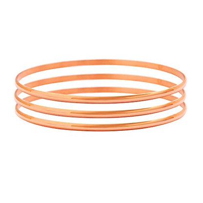 Stainless Steel Silver-Tone Three Stackable Womens Bangle Bracelets - color: rose