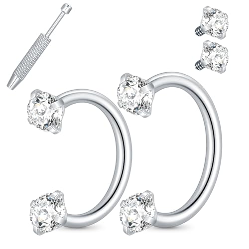 Xpircn 18G 7mm 8mm Nose Rings For Women Men Horseshoe Nose Rings Hoops Horseshoe Septum Lip Eyebrow Helix Daith Ear Nose Piercings - color: Silver CZ, size: 18G 7mm 8mm
