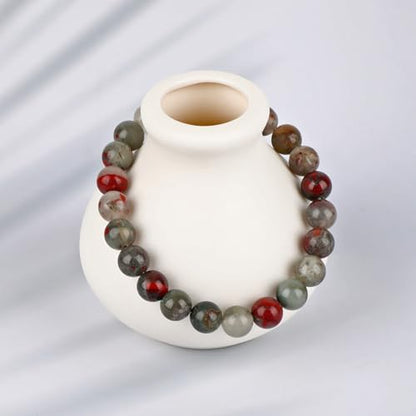 LPBeads Handmade Natural Gemstone Stretch Elastic Bracelet Healing Crystal Round Stone Beads Jewelry Gifts for Women Men - color: African Bloodstone, size: 8mm