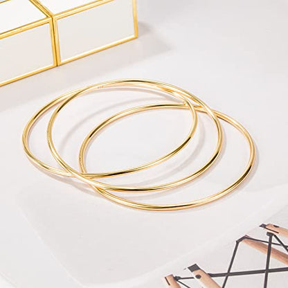 H&Beautimer 925 Sterling Silver Bracelet for Women's Italian Handmade Solid Bangle 2/3/4/5/6/7 Set Rose Gold Fine Jewelry With Gift Box - color: Gold 3set, size: 60MM