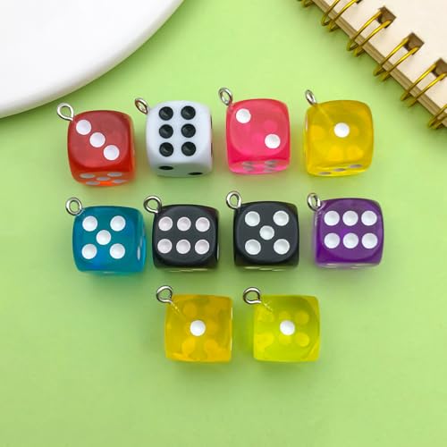 Sailanzi 30pcs Resin material semi transparent dice Pendant Jewelry Making DIY Keychain Earrings Pendant Various Design Charms for Jewelry Making Bracelets Necklace (SN151) - color: SN151