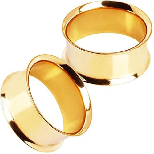 Pierced Owl - Gold Plated Stainless Steel Double Flared Tunnel Plug Earrings, Sold as a Pair - style: 19mm (3/4")
