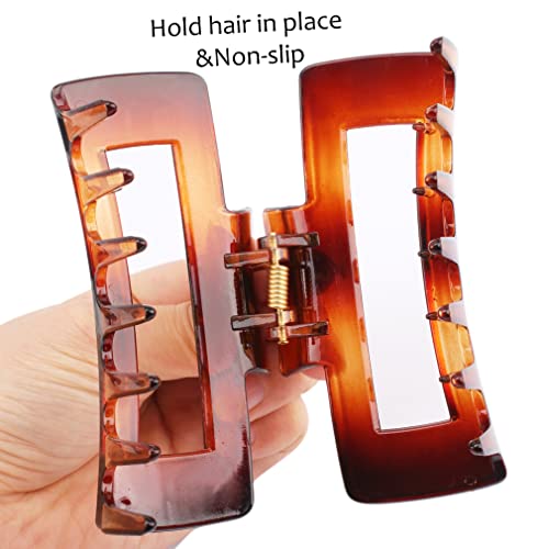 Canitor 4.1 Inche Large Hair Claw/Clips for Thick Hair, Acrylic, Banana Claw, Non-slip, Rectangular Jaw Big Gifts for Women, Girls - 4 PCS - color: black, amber, transparent, off white