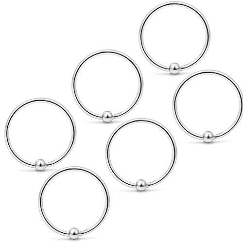 22G Thin Nose Rings Hoops 316L Surgical Steel Captive Bead Septum Nose Hoop Rings Eyebrow Lip Rings Cartilage Helix Rook Daith Earring Piercing Jewelry For Men Women 8mm - color: 6PCS-8MM-Silver