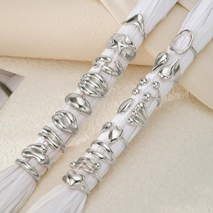 Chunky Rings for Women Non Tarnish 14k Stackable Dome Statement Rings Sets Vintage Dainty Knuckle Open Midi Finger Rings Jewelry Pack Gifts - style: Silvery 17 pieces