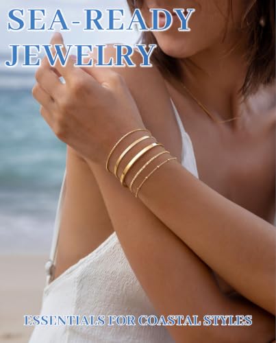 Dainty Gold Bracelet for Women Trendy Non Tarnish, Thin Bracelets Stackable Set with Bangle Cuff, Box, Herringbone, Paperclip, Figaro, Sparkling Link Chains Waterproof, Simple Jewelry Gifts for Women - color: style 01-gold