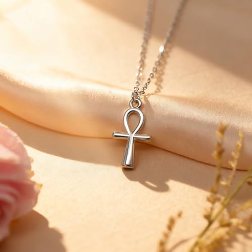 Baydurcan Dainty Silver Necklace for Women Ankh Horse Celtic Necklace Gifts | Dainty charm gifts for friends sister mother, birthday, christmas, graduation gifts. Ready to give with card & envelope. - style: Ankh
