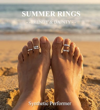 CASDAN 13Pcs Silver/Golden Toe Rings and Ankle Bracelets for Women | Layered Anklets Chain,Adjustable Open Tail Toe Ring,Waterproof Cuban Link Chain Anklets Set,Beach Foot Jewelry for Summer - color: Silver,B