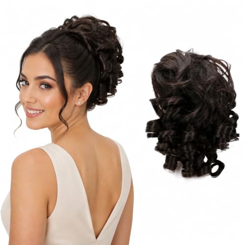 CAISHA Jumbo Hairpiece Scrunchy Updo Voluminous Curly Messy Bun Chocolate Brown G31L - color: chocolate brown #4 G31L