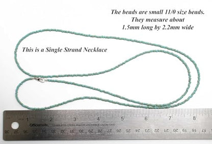Turquoise Picasso Seed Bead Necklace, Thin 1.5mm Single Strand | Dainty Layering Necklace, Choker to Long Lengths, Made to Order