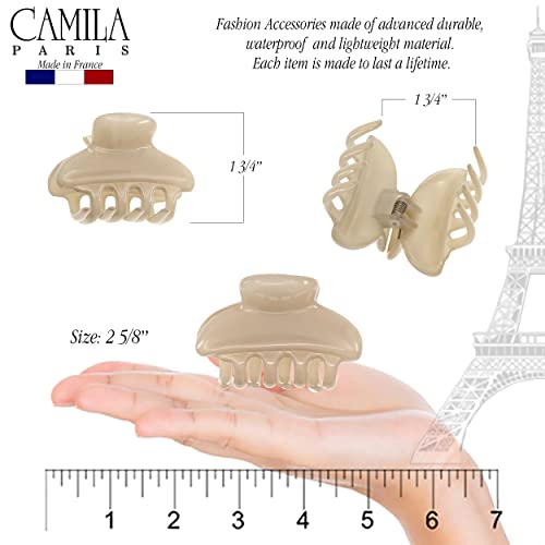 Camila Paris CP3551 French Small Hair Clips for Women, 2.5" Small Claw Clip Fashion Styling Mini Hair Clip Accessories for Women, Strong Hold No Slip Grip Cute Claw Clips, Made in France - color: Nude 2.5"
