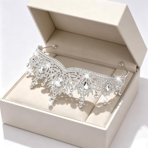 Casoty Silver Crystal Tiaras and Crowns for Women, Rhinestone Queen Headband Bridal Headpieces for Wedding Birthday Prom Quinceanera Pageant Party - color: Sliver