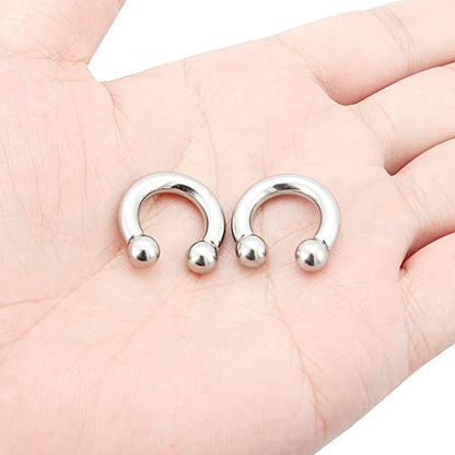 2Pcs PA Ring Horseshoe Circular Barbell 316L Surgical Steel Internally Threaded 00G 0G 2G 4G 6G 8G 10G Pierced Body Jewelry for Women 12mm 16mm 19mm - style: 1 pair-6G;Inner Dia:12mm
