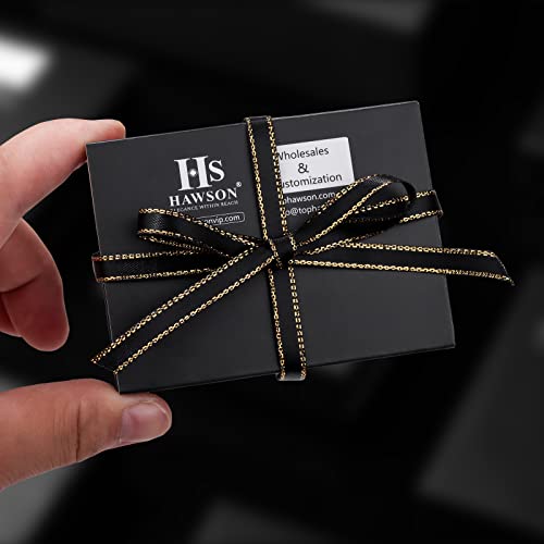 HAWSON Black Stone Tie Tack for Men Tie Pin with Chain for Wedding Birthday Anniversary Party - color: silver tone