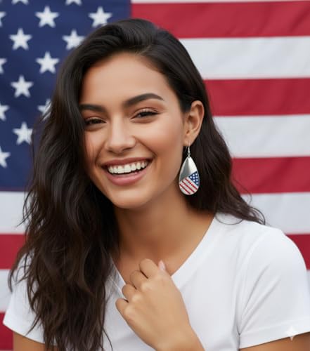 4th of July Earrings,Patriotic Dangle Stud for Women, Fourth of July Jewelry for Veterans Day - color: D