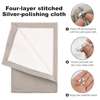 Silver Cleaning Kit with Ultra-Soft Brushes & Polish Cloths – Tarnish Removal for Antique Jewelry, Sterling Silverware, Cutlery & Plateware – Safe for Gold, Diamonds, Platinum, Gemstones & Coins