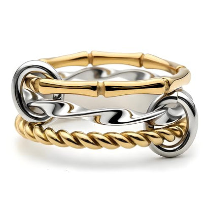 Stackable Rings for Women Non Tarnish Gold Silver Mixed Metal Wedding Band Set Gold Plated Stainless Steel with Cubic Zirconia Dainty Statement Thumb Ring Gift for Christmas Birthday Anniversary Jewelry - style: Gold Triple Band Ring