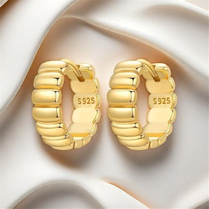 Sterling Silver 18K Gold Plated Women's Earrings Hypoallergenic Hoops, Dainty Trendy Jewelry Gift - color: Golden | Modern Square Hoop Earrings