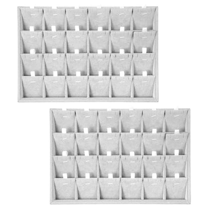 2PC Gray Ice Velvet Stackable Jewelry Display Tray Organizer with Removable Dividers, Multi-Compartment Storage Box for Earrings Necklaces Bracelets Rings Showcase - 13.8x9.5x1.2inch