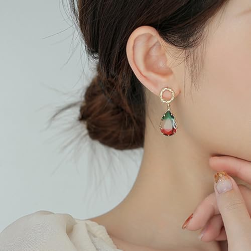 Crystal Earrings CXUEMH Teardrop Earrings for Women Blue and Green Dangle Earrings Elegant Earrings for Prom Emerald Green Earrings Formal Jewelry Crystal Drop Earrings - color: Style F