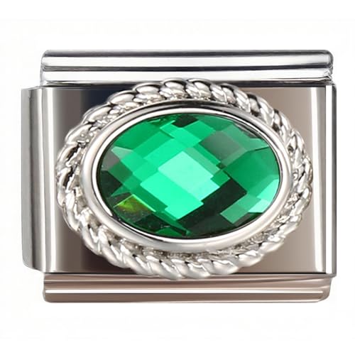 Birthstone Charms for Italian Charm Bracelet, 9mm, Birthday Gift - color: May