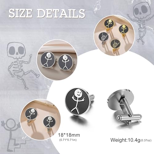 Dreamtimes Rock Skull Hand Cufflinks Halloween Shirt Cufflinks Figurine Sign Language Cuff Links Rock On Hand Gesture Stainless Steel Novelty Cuff Links for Men - style: Style 1-S