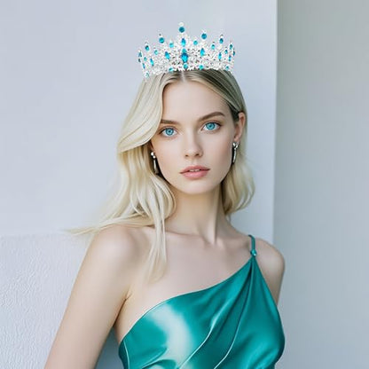 Tiaras and Crowns for Women Crystal Princess Tiaras Rhinestone Queen Crowns For Wedding Bridal Birthday Prom Pageant Party (Tiara 100) - color: Silver Blue
