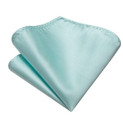 Solid Color Tie and Pocket Square with Tie Clip Lapel Pin Silk Formal Necktie Set Wedding Formal - color: Aqua