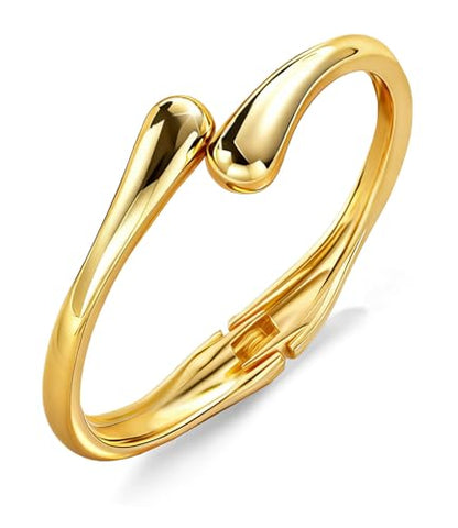 Gold Bracelets for Women Trendy Silver Bangle Cuff Bracelet Jewelry Gifts | Adjustable Size, 14K Gold Plated Chunky Bracelet - color: Gold