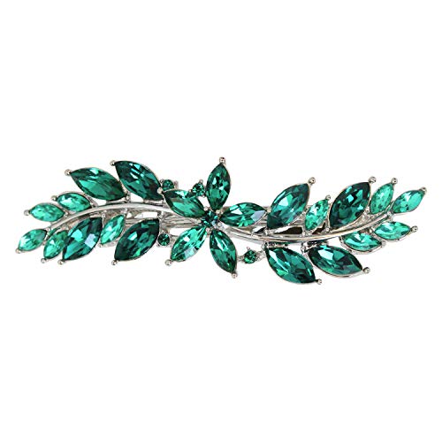Faship Gorgeous Green Rhinestone Crystal Small Floral Hair Barrette Clip - color: Green