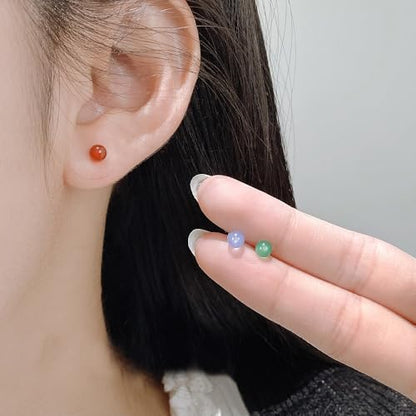 4mm Round Crystal Ball Stud Cartilage Earrings for Women 925 Sterling Silver Tiny Cute Artificial Birthstone 18g Tragus Post Hypoallergenic Piercing Ear Jewelry - color: Blue