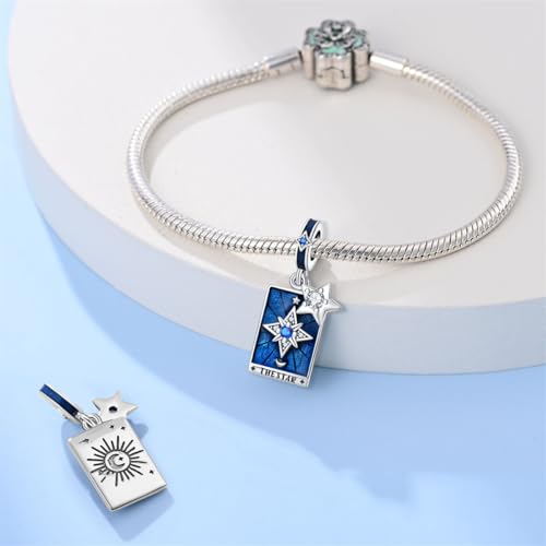 KUNSIR Charms Beads fits Pandora Charm bracelets for Woman 925 Sterling Silver Dangle Pendant Bead Jewelry Beads Gifts Happy Birthday Charms for Women Bracelet&Necklace - style: Tarot Star Charm