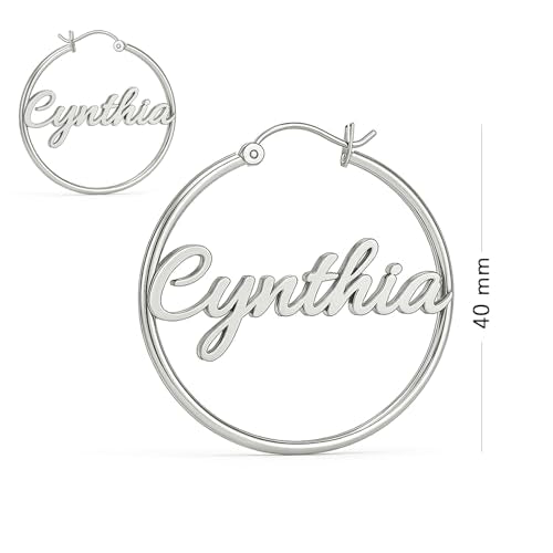 Charmsy 925 Sterling Silver Hoop Earrings | Lightweight Italian 2.5mm Tube Diamond-Cut Round Classic Hoops Earring for Women | Size 15/20/25/30/35/40/50/60/70mm | Small Medium Large - color: Personalized Hoop, size: 40 MM