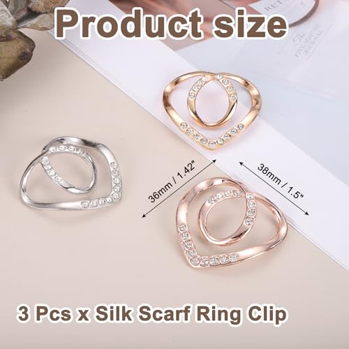 PATIKIL Silk Scarf Ring Clip, Heart T-shirt Tie Clips Scarves Pin Shawl Slide Buckles Fashion Metal Clothing Ring Wrap Holder for Women Jewelry Accessories Gift - color: Rose Gold