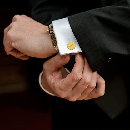 Custom4U Custom Photo Cufflinks for Men Father of the Bride Gifts - color: G-Custom Text-Gold
